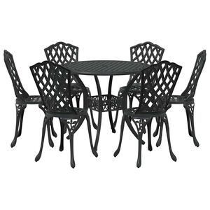 vidaXL Garden Dining Set 7 pcs Black Aluminium