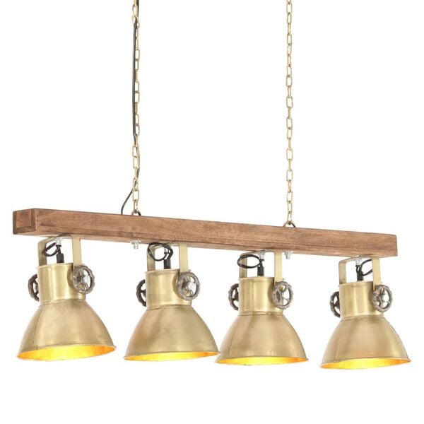 vidaXL Industrial Ceiling Lamp Brass E27 Mango Wood
