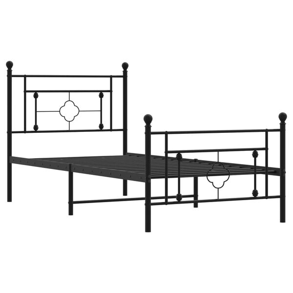 vidaXL Metal Bed Frame without Mattress with Footboard Black 90x190cm