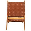 vidaXL Folding Relaxing Chair Brown Real Leather