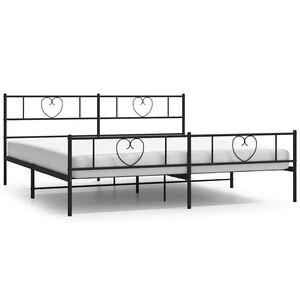 vidaXL Metal Bed Frame without Mattress with Footboard Black 193x203cm
