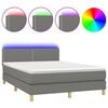 vidaXL Box Spring Bed with Mattress&LED Dark Grey 140x200cm Fabric