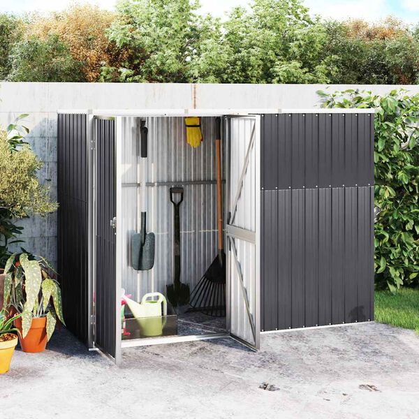 vidaXL Garden Tool Shed Anthracite 225x89x161 cm Galvanised Steel