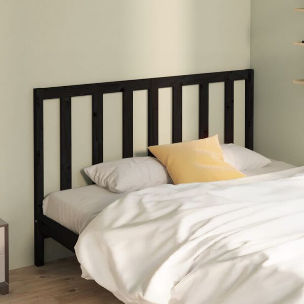 vidaXL Bed Headboard Black 141x4x100 cm Solid Wood Pine
