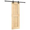 vidaXL Sliding Door Natural and Black 70 x 210 cm Solid Pine Wood