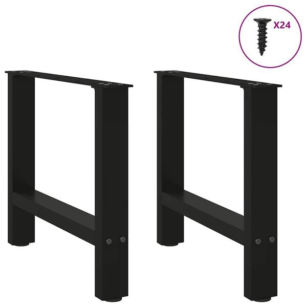 vidaXL Coffee Table Legs Black 2 pcs 50x(42-43) cm Steel
