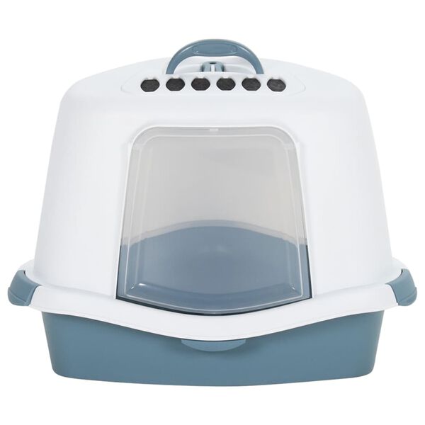vidaXL Cat Litter Tray with Cover White and Blue 56x40x40cm PP