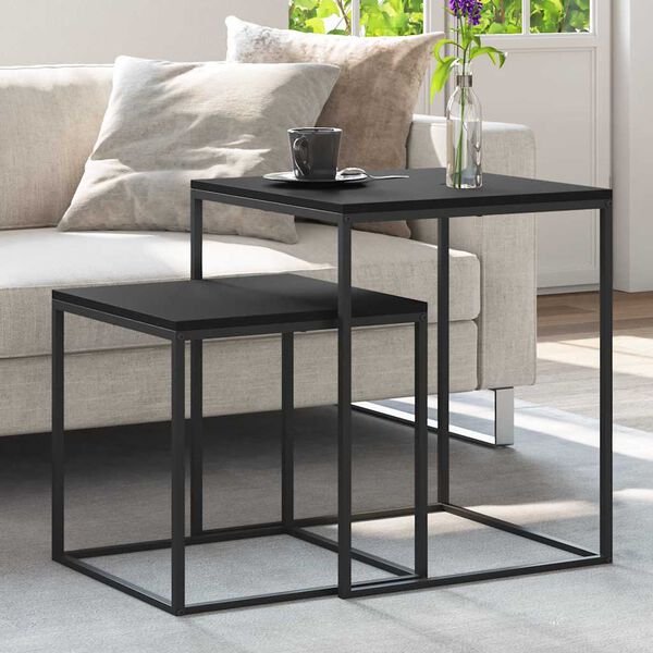 vidaXL Coffee Table Set 2 pcs Engineered Wood and Metal