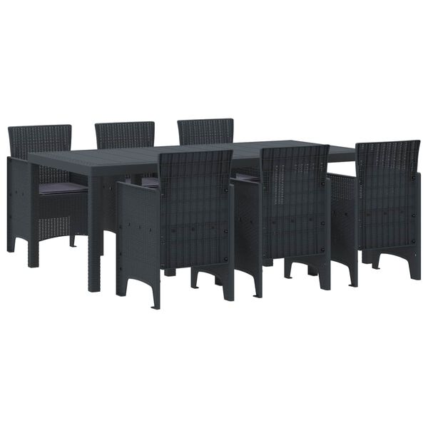 vidaXL Garden Dining Set 7 pcs Anthracite Polt rattan