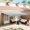 vidaXL Retractable Awning Manual Green and White 500 x 300 cm