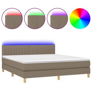 vidaXL Box Spring Bed with Mattress&LED Taupe 180x200cm Fabric
