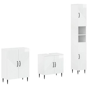 vidaXL 3 Piece Bathroom Cabinet Set HAARLEM High Gloss White