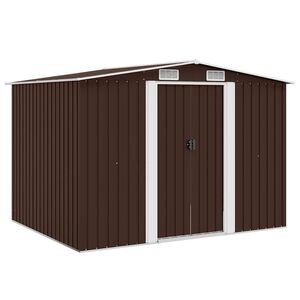 vidaXL Garden Shed | Brown | Galvanised steel | Large | Garden Shed
