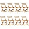 vidaXL Folding Garden Chairs 8 pcs Beige Poly Rattan and Solid Wood