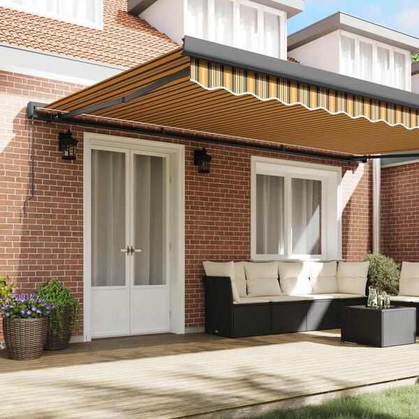 vidaXL Retractable Awning Multicolour 500 x 300 cm Fabric and Metal