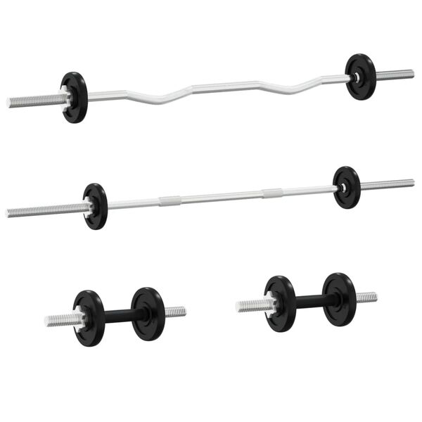 vidaXL Barbell and Dumbbell with Plates 120 kg Cast Iron
