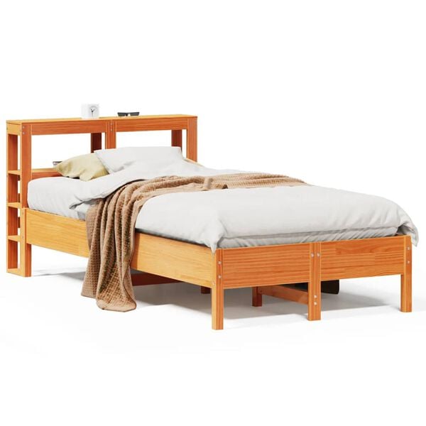 vidaXL Bed Frame without Mattress Wax Brown 90x190 cm Single Solid Wood Pine