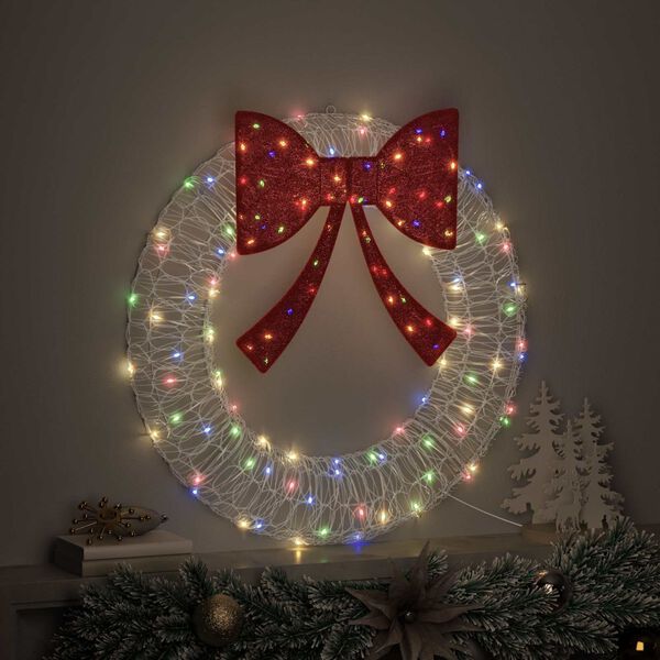 vidaXL Wreath with 60 LEDs Multicolour 76 x 8.5 x 76 cm Acrylic