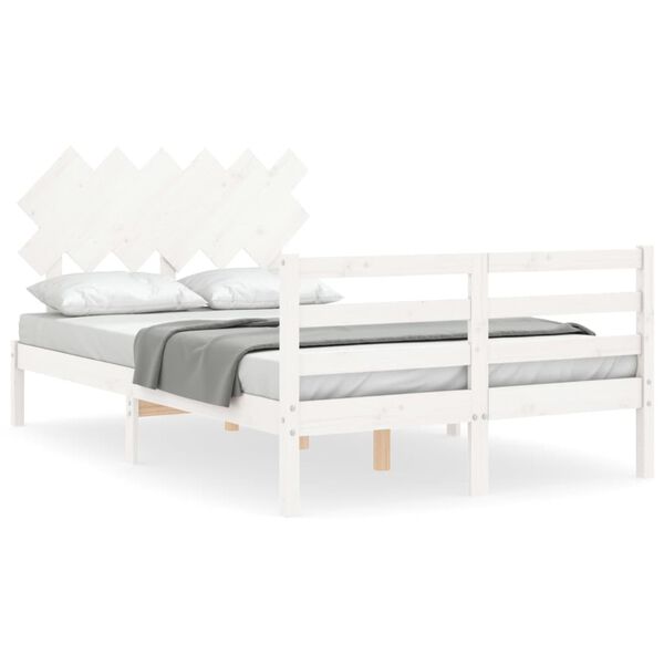 vidaXL Bed Frame without Mattress White 120x200 cm Solid Wood