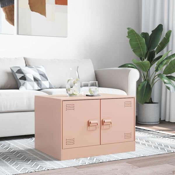 vidaXL Coffee Table Pink 67x50x44 cm Steel