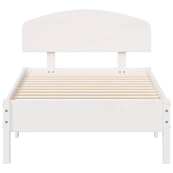 vidaXL Bed Frame without Mattress White 90x190 cm Single Solid Wood Pine