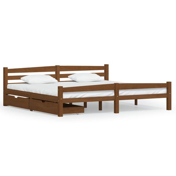 vidaXL Bed Frame without Mattress Honey Brown Solid Wood 200x200 cm (322081+321987)