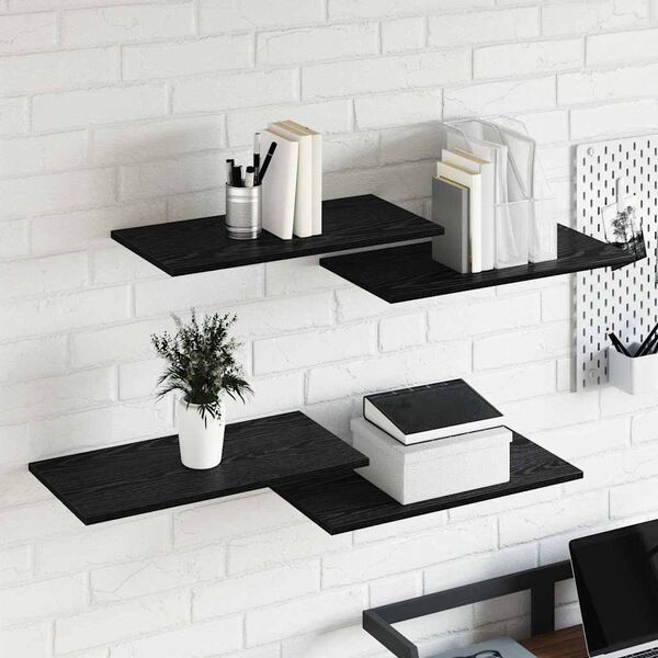 vidaXL Bookshelf Board 4 pcs Black 60 x 30 x 1.5 cm Engineered Wood