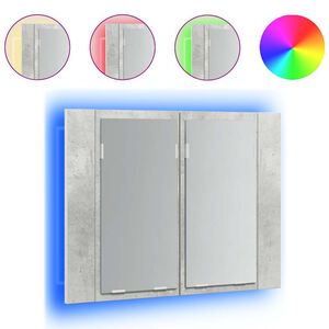 vidaXL LED Bathroom Mirror Cabinet Concrete Grey 60x12x45 cm Acrylic