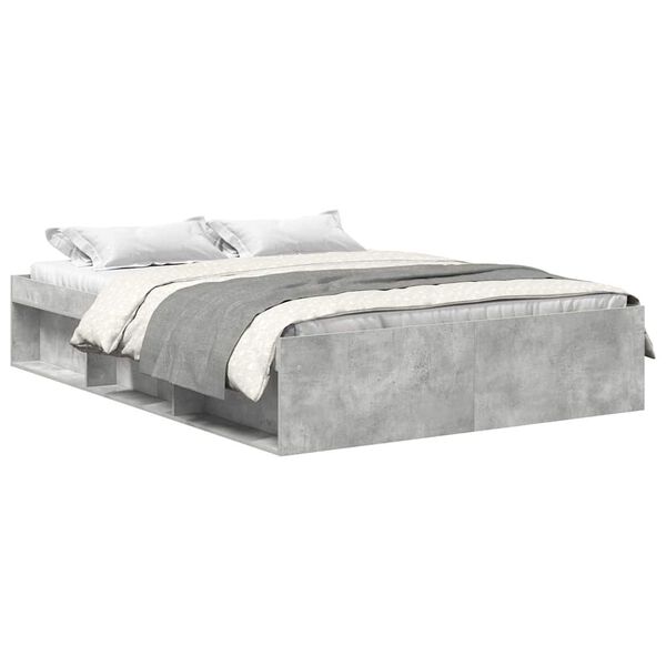 vidaXL Bed Frame without Mattress Concrete Grey 150x200 cm King Size King Size