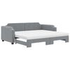 vidaXL Daybed with Trundle and Mattresses Light Grey 90x190 cm Fabric
