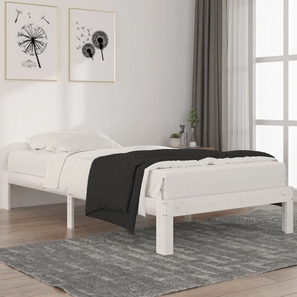 vidaXL Bed Frame without Mattress White Solid Wood Pine 100x200cm