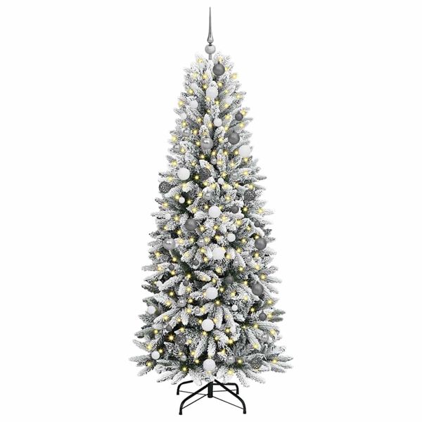 vidaXL Artificial Christmas Tree with 300 LEDs with Stand White 210 cm