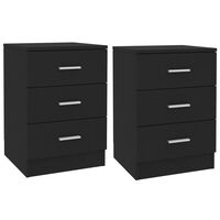 vidaXL Bedside Cabinets 2 pcs Black 38x35x56 cm Engineered Wood