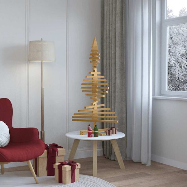 vidaXL Wooden Christmas Tree with Stand Brown 120 cm Solid pine wood