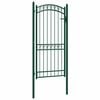 vidaXL Fence Gate with Arched Top Steel 102x136 cm Green