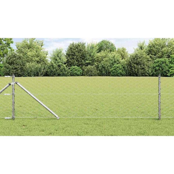 vidaXL Fence Post Silver 50 x 0.6 m (50 mm mesh) Steel