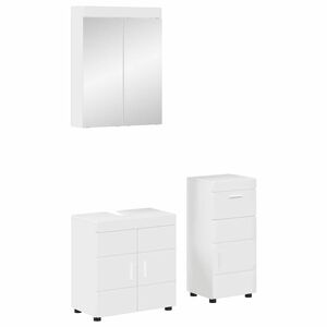 vidaXL Bathroom Furniture Set TULUM 3 pcs High Gloss White