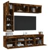 vidaXL 7 Piece TV Wall Cabinet Set with LED Lights Smoked Oak