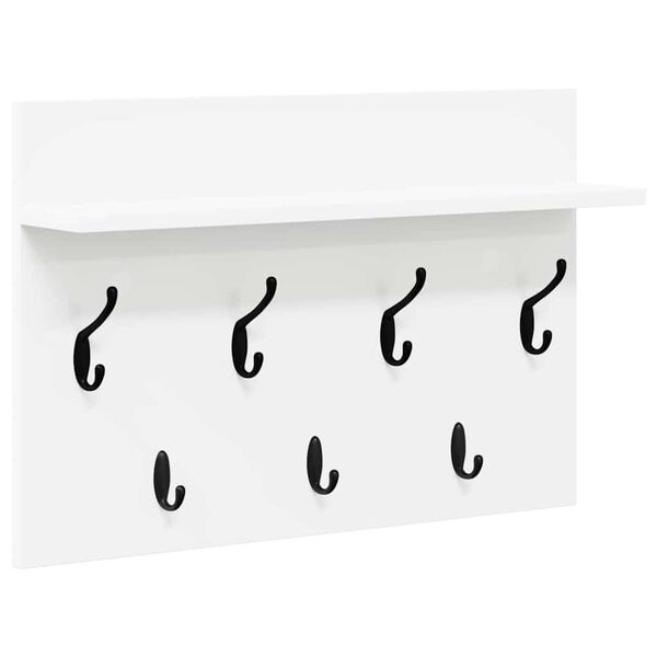 vidaXL Wall-Mounted Coat Rack White 60 x 40 x 12 cm Engineered wood