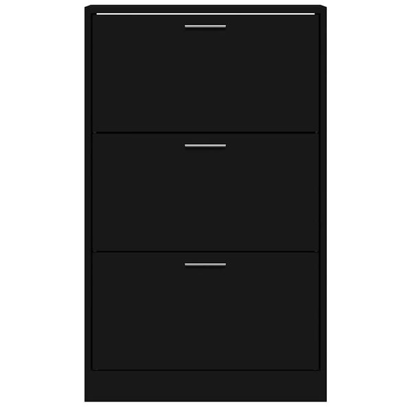 vidaXL Shoe Cabinet Black 63x24x103 cm Engineered Wood