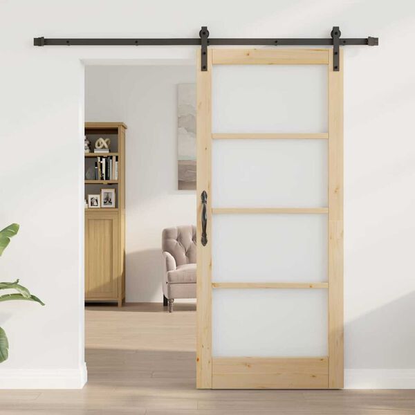 vidaXL Sliding Door ORKDAL Natural and Black 86 x 198.5 cm