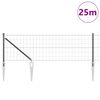 vidaXL Fence with Post Grey 0.8 x 25 m Steel and PVC