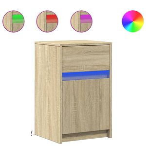 vidaXL Bedside Cabinet with LED Lights Sonoma Oak Engineered Wood