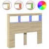 vidaXL Headboard Cabinet with LED Sonoma Oak 120x17x102 cm