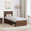 vidaXL Bed Frame with Headboard Brown Oak 75 x 190 cm Solid Pine Wood