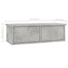 vidaXL Wall-mounted Drawer Shelf Concrete Grey 60x26x18.5 cm Engineered Wood