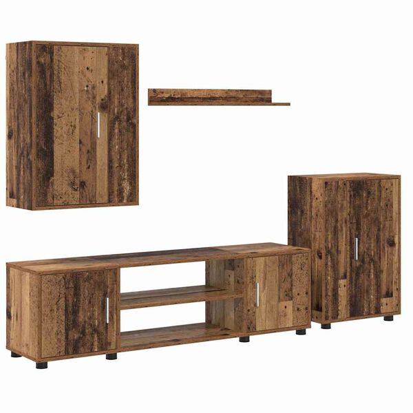 vidaXL TV Cabinet Set Wall-mounted 4 pcs Old Wood Engineered wood