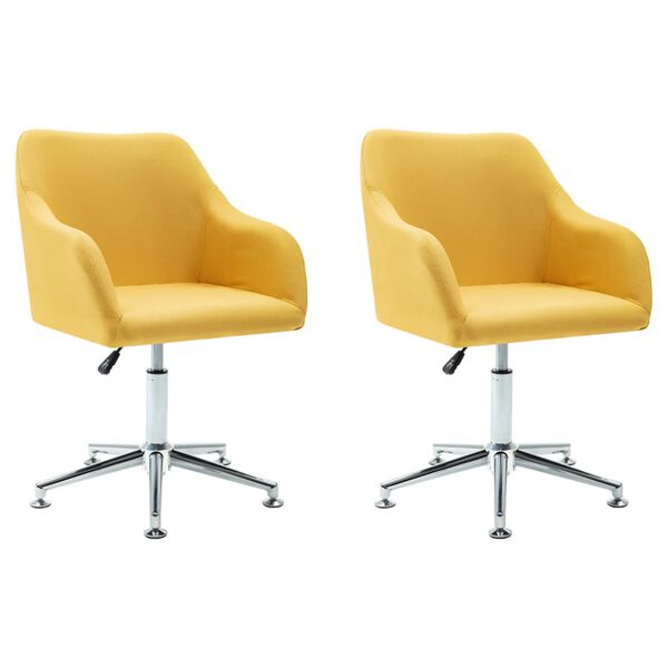vidaXL Swivel Dining Chairs 2 pcs Yellow Fabric