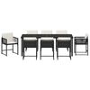 vidaXL Garden Dining Set 9 pcs Black Poly Rattan
