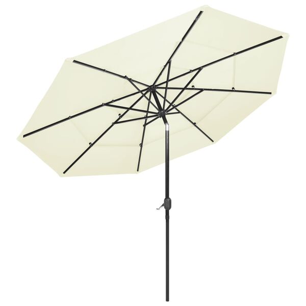 vidaXL 3-Tier Garden Parasol with Aluminium Pole Sand 3 m